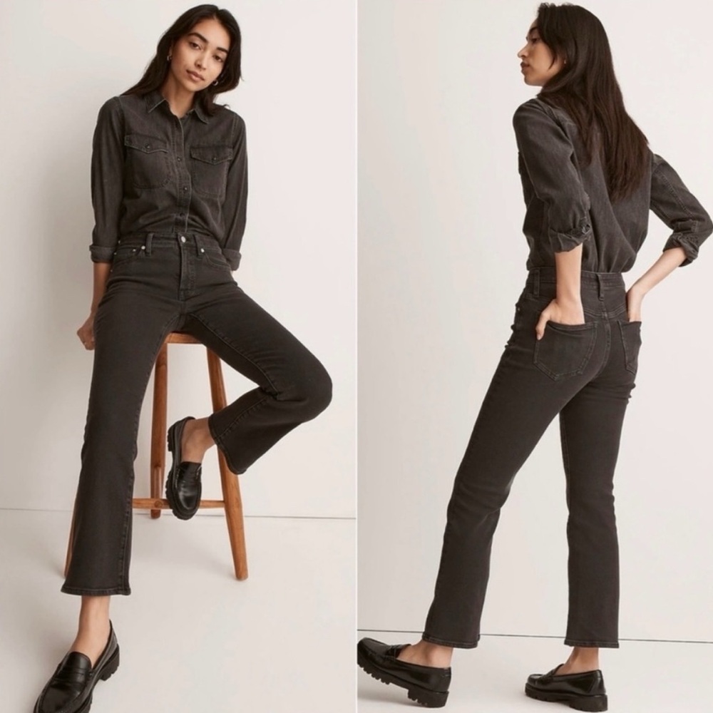 Madewell Jeans Kick Out Crop Mid-Rise Ankle Starkey Wash Black 31